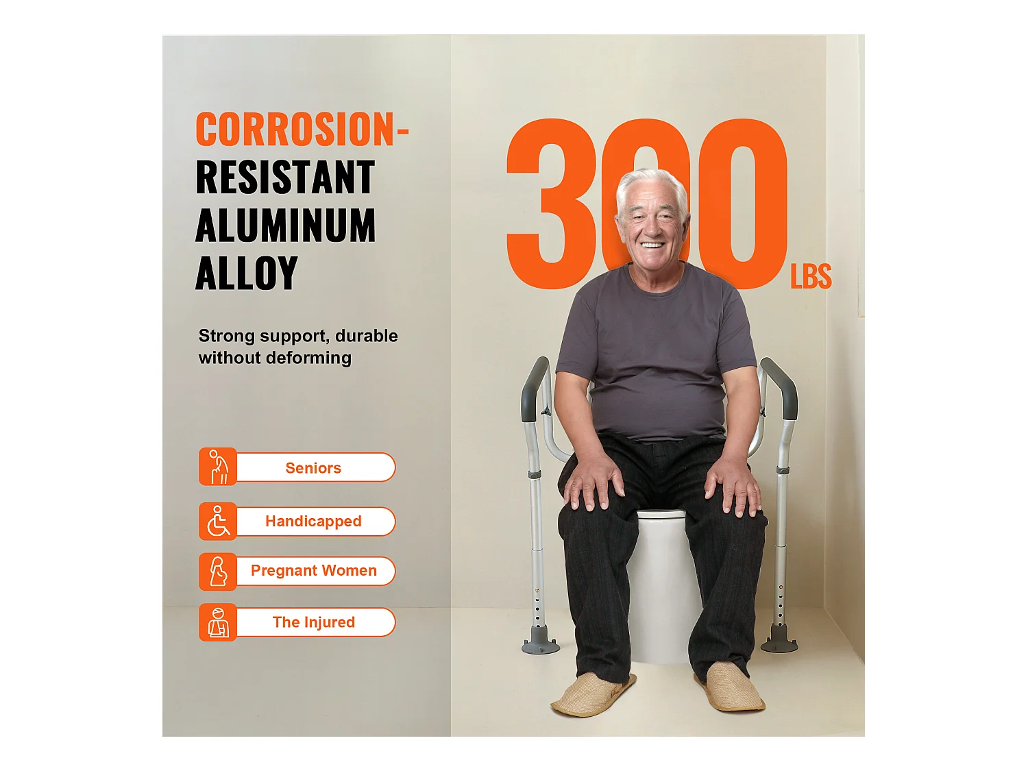 Barres d'Appui SucceBuy Réglables, Barres d'Appui avec Accoudoirs Rembourrés pour Personnes Âgées, Handicapées et Handicapées