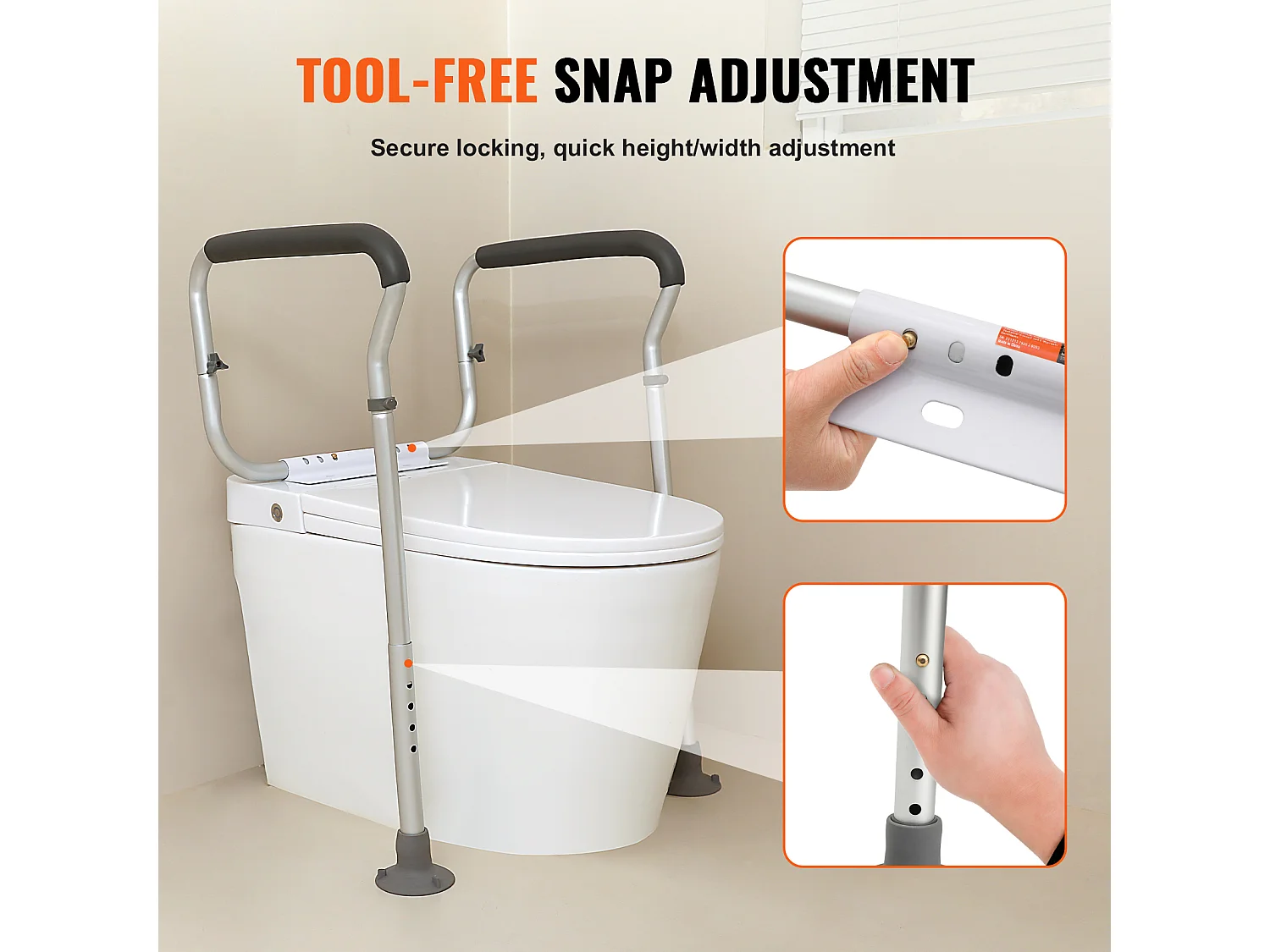 Barres d'Appui SucceBuy Réglables, Barres d'Appui avec Accoudoirs Rembourrés pour Personnes Âgées, Handicapées et Handicapées