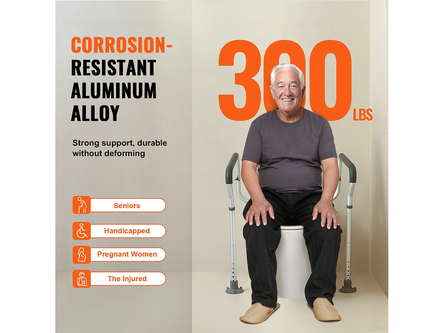 Barres d'Appui SucceBuy Réglables, Barres d'Appui avec Accoudoirs Rembourrés pour Personnes Âgées, Handicapées et Handicapées