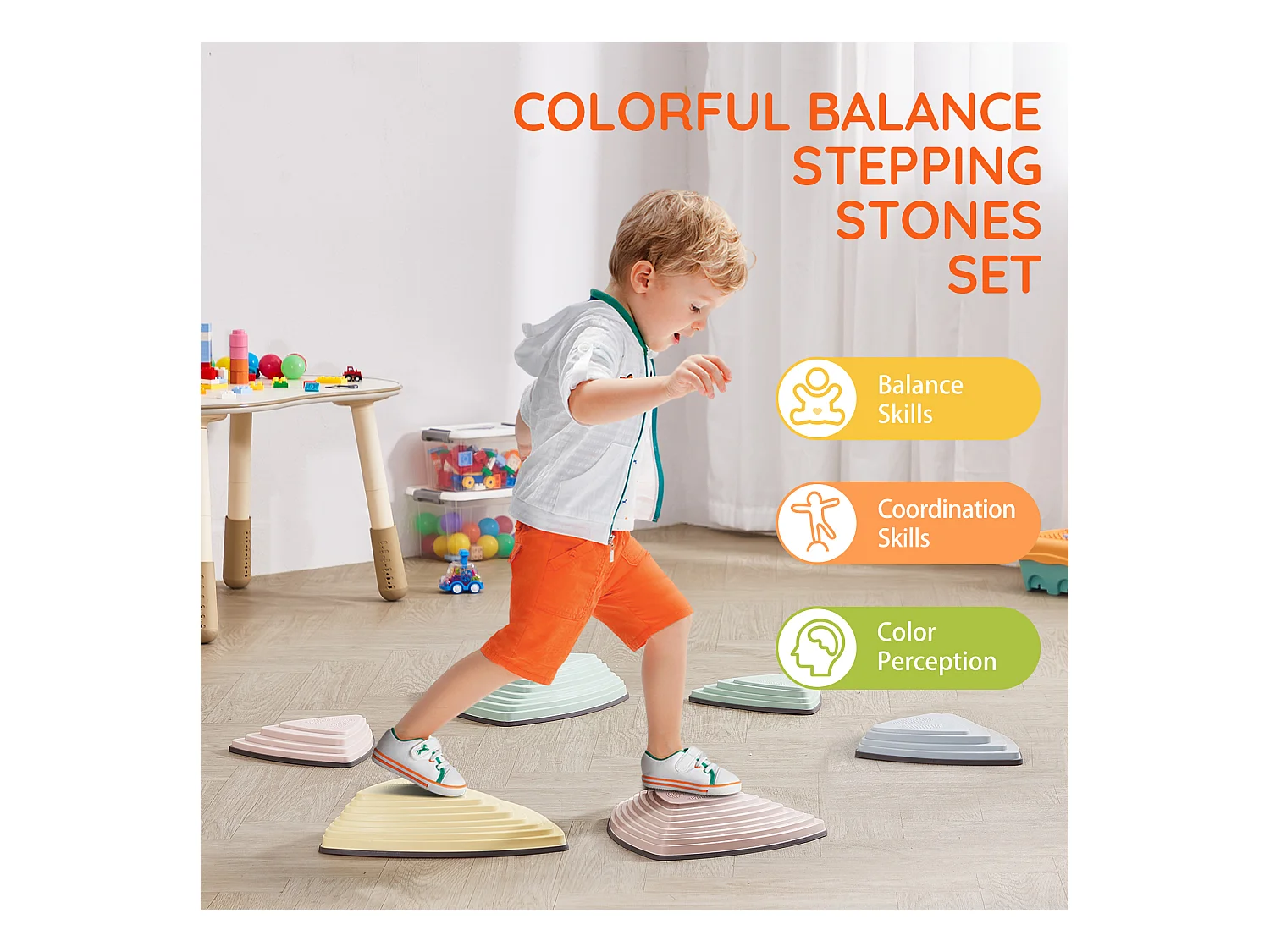 Pierres d'Équilibre Enfants, SucceBuy Kids Balance Stepping Stones 6 Pièces pour Intérieur et Extérieur