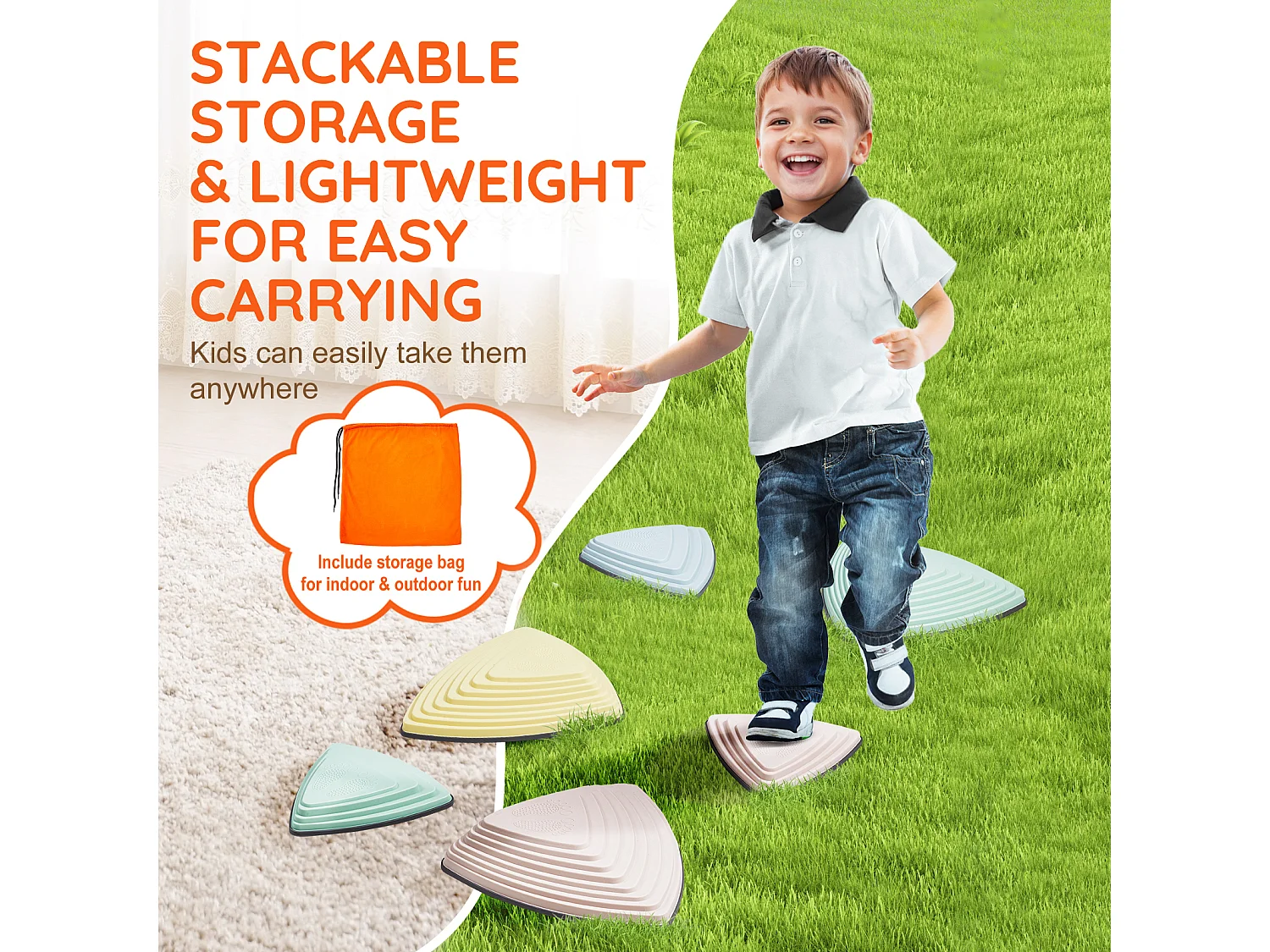 Pierres d'Équilibre Enfants, SucceBuy Kids Balance Stepping Stones 6 Pièces pour Intérieur et Extérieur