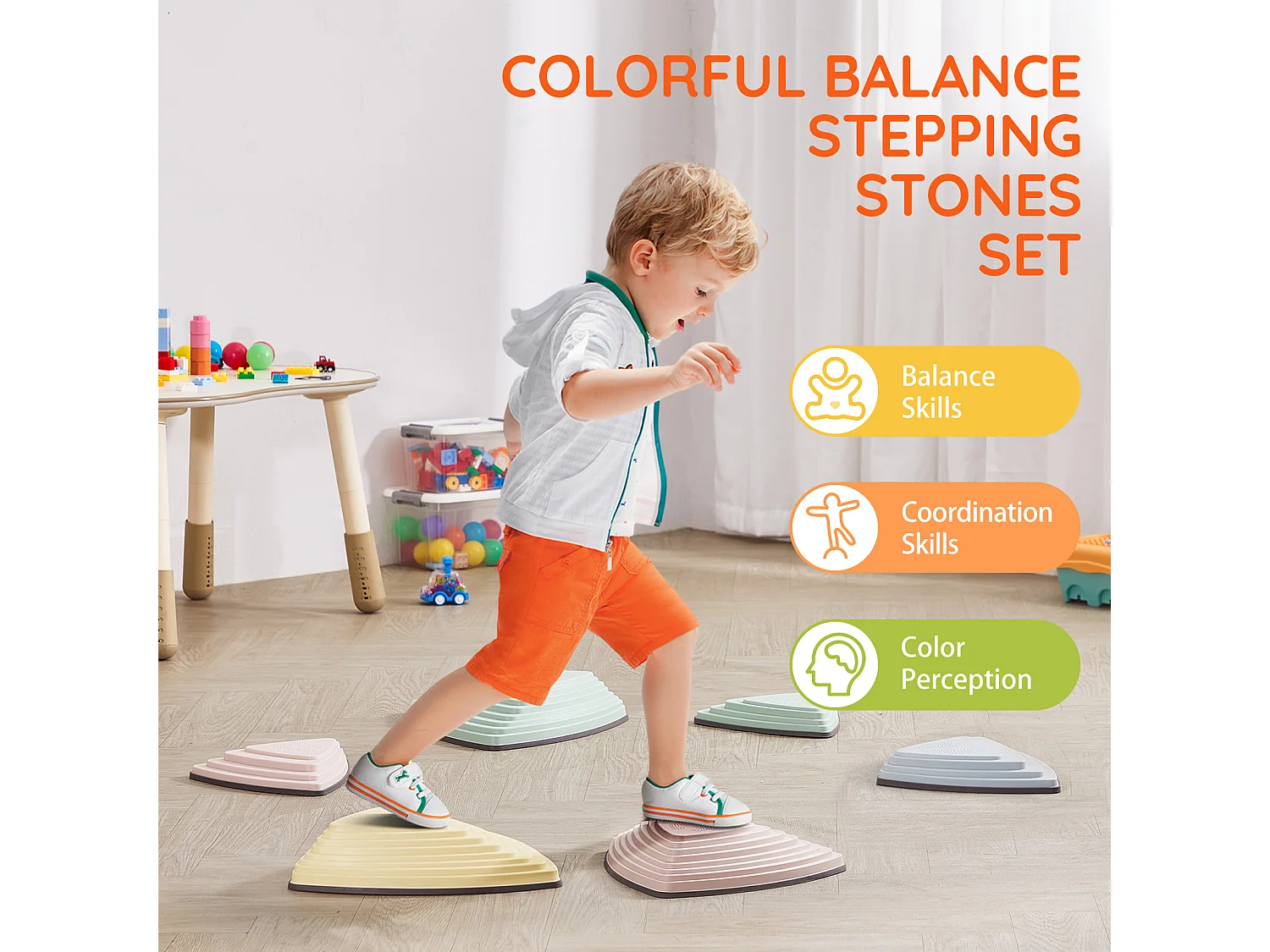 Pierres d'Équilibre Enfants, SucceBuy Kids Balance Stepping Stones 6 Pièces pour Intérieur et Extérieur