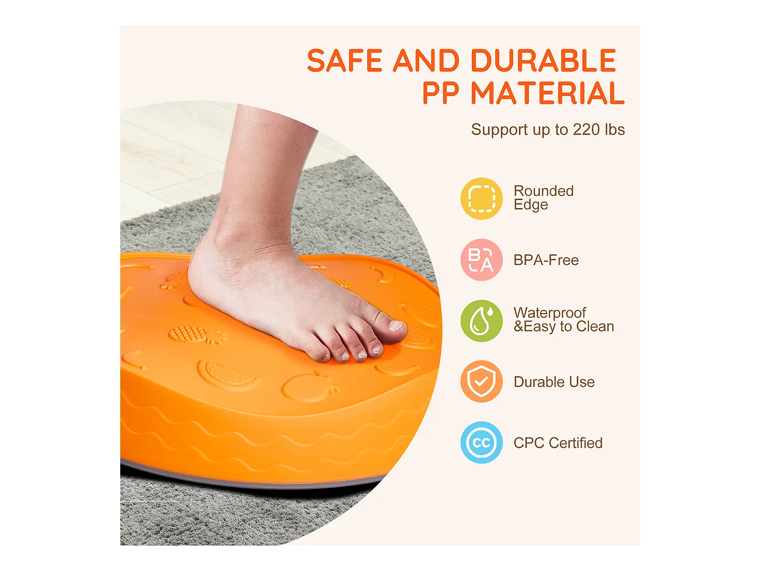 Pierres d'Équilibre Enfants, SucceBuy Kids Balance Stepping Stones, 5 Pièces Parcours d'Obstacles Sensoriel, Intérieur/Extérieur