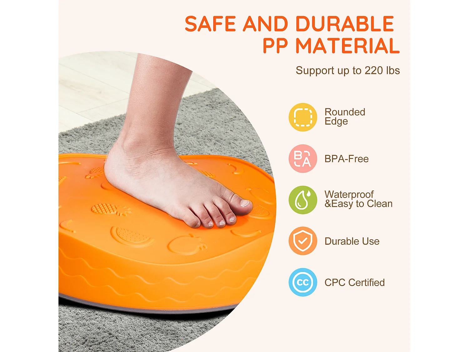 Pierres d'Équilibre Enfants, SucceBuy Kids Balance Stepping Stones, 5 Pièces Parcours d'Obstacles Sensoriel, Intérieur/Extérieur