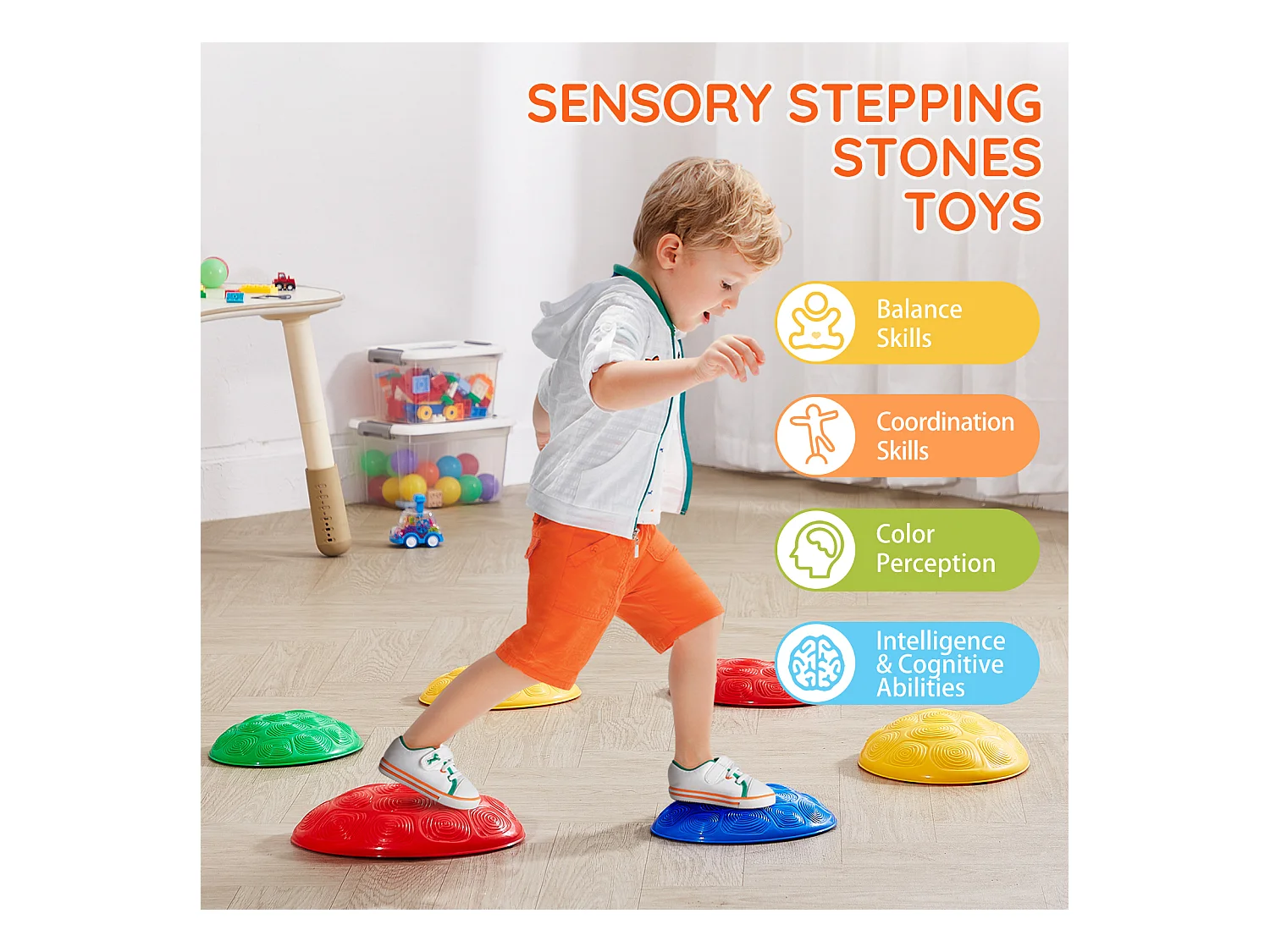 Pierres d'Équilibre Enfants, SucceBuy Kids Balance Stepping Stones Lot de 6 Pierres de Jeu d'Intérieur et d'Extérieur