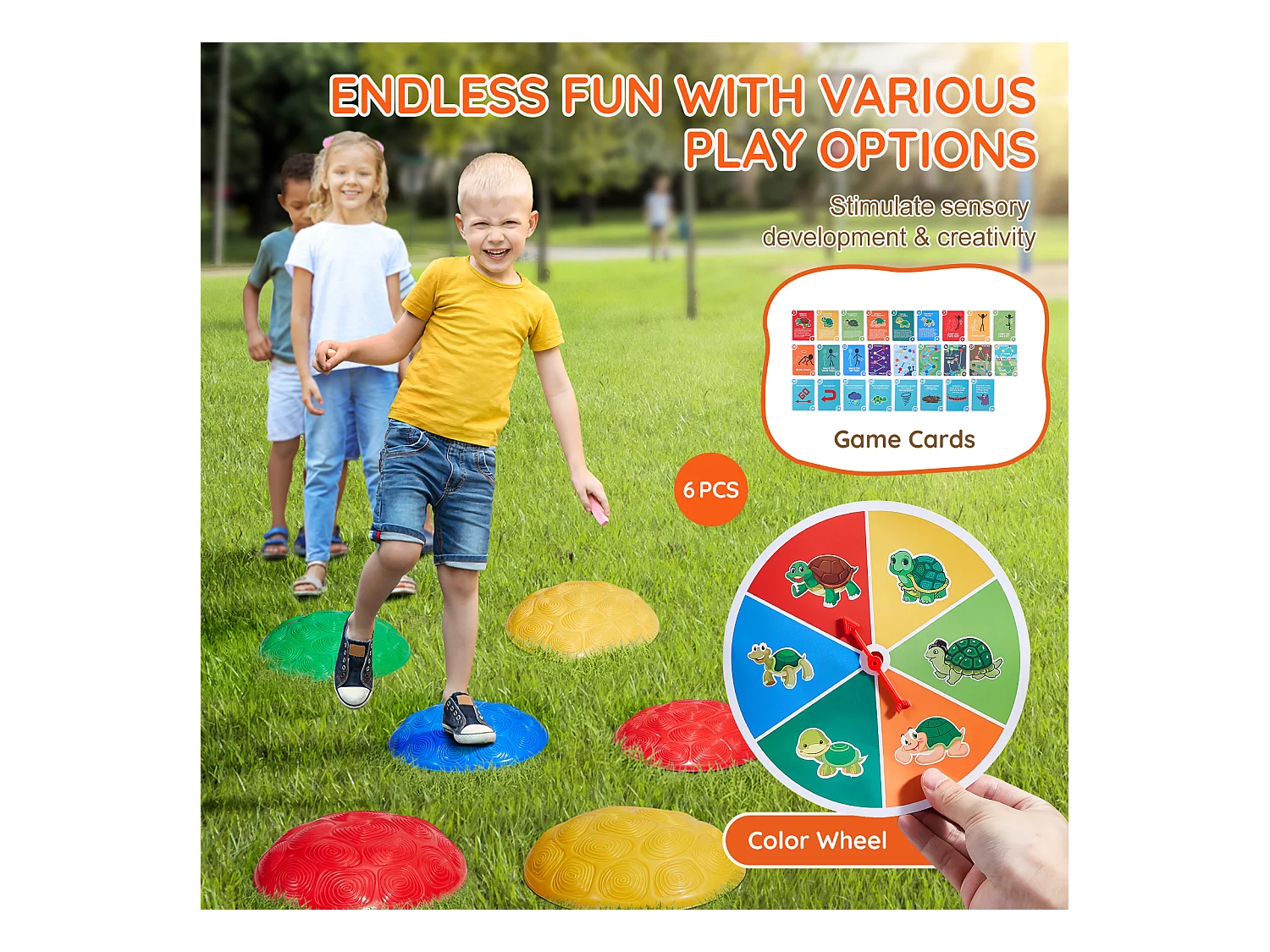 Pierres d'Équilibre Enfants, SucceBuy Kids Balance Stepping Stones Lot de 6 Pierres de Jeu d'Intérieur et d'Extérieur