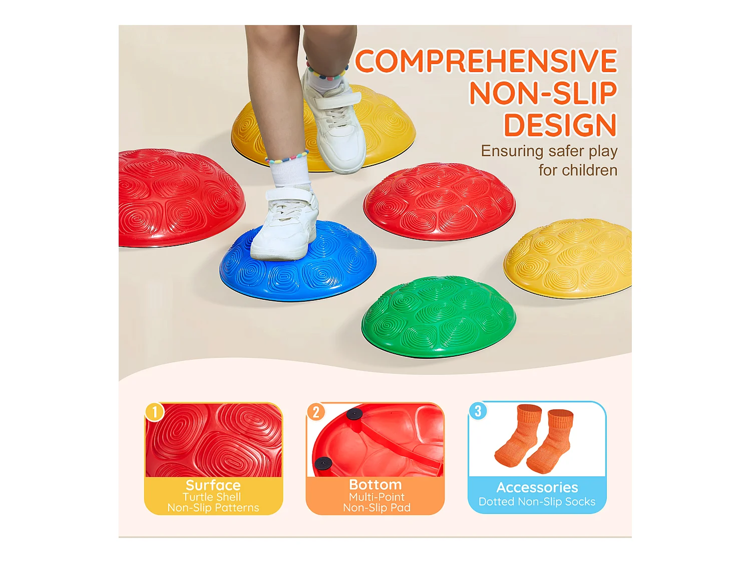 Pierres d'Équilibre Enfants, SucceBuy Kids Balance Stepping Stones Lot de 6 Pierres de Jeu d'Intérieur et d'Extérieur