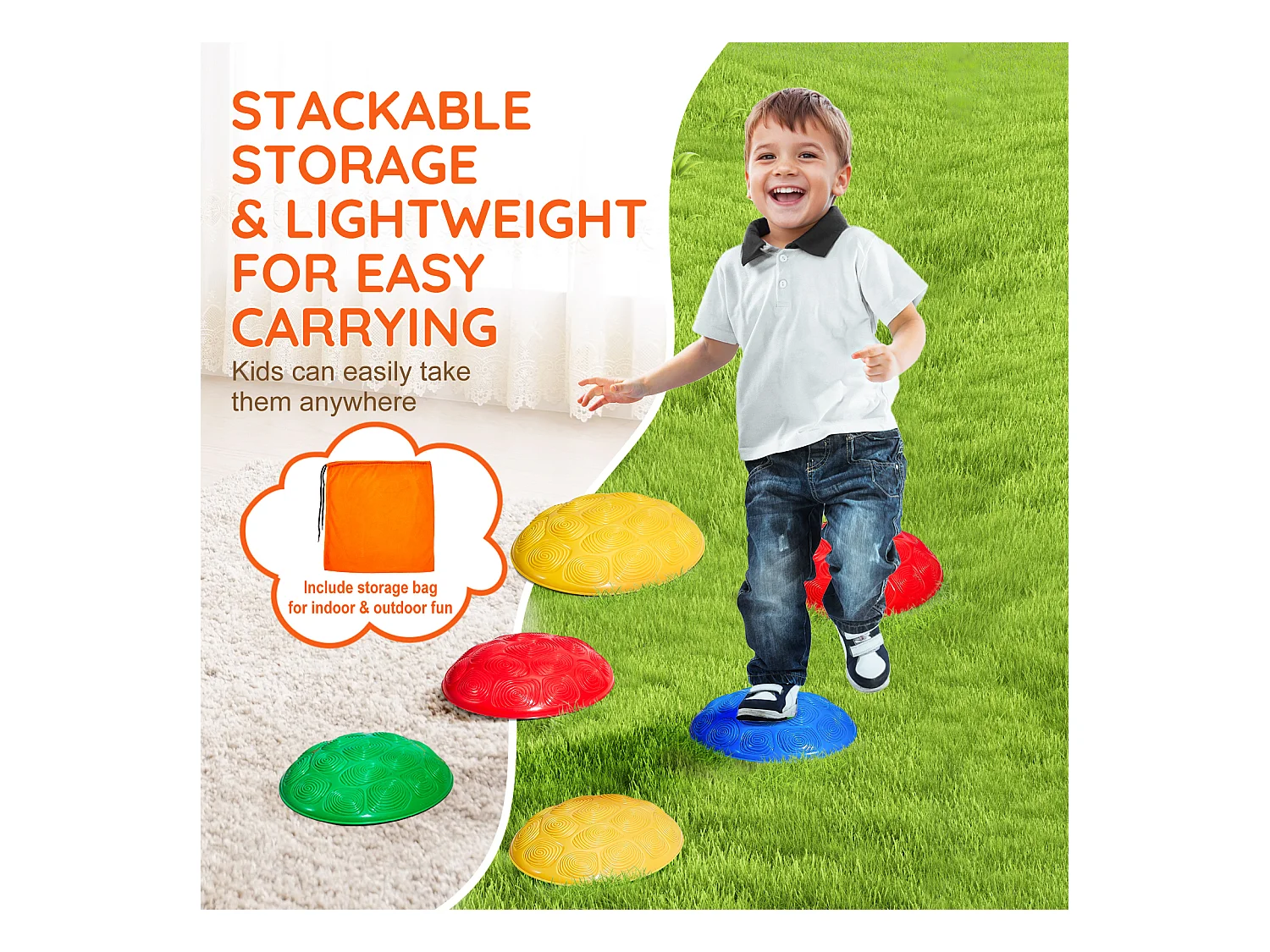 Pierres d'Équilibre Enfants, SucceBuy Kids Balance Stepping Stones Lot de 6 Pierres de Jeu d'Intérieur et d'Extérieur