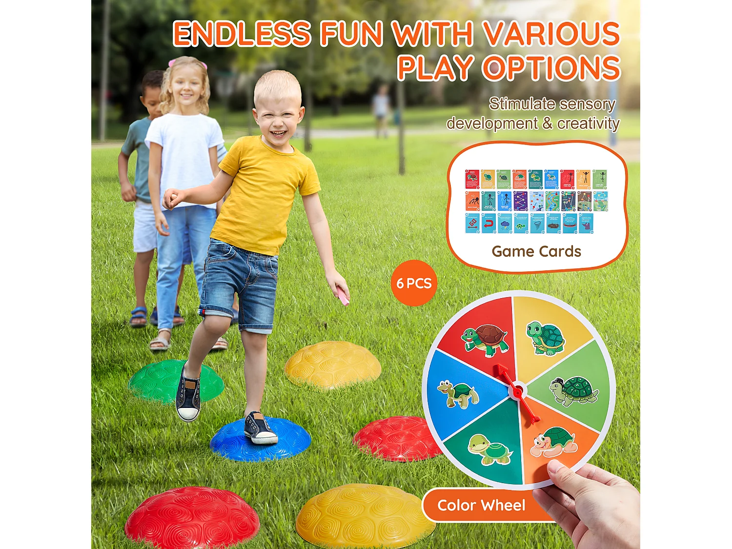 Pierres d'Équilibre Enfants, SucceBuy Kids Balance Stepping Stones Lot de 6 Pierres de Jeu d'Intérieur et d'Extérieur