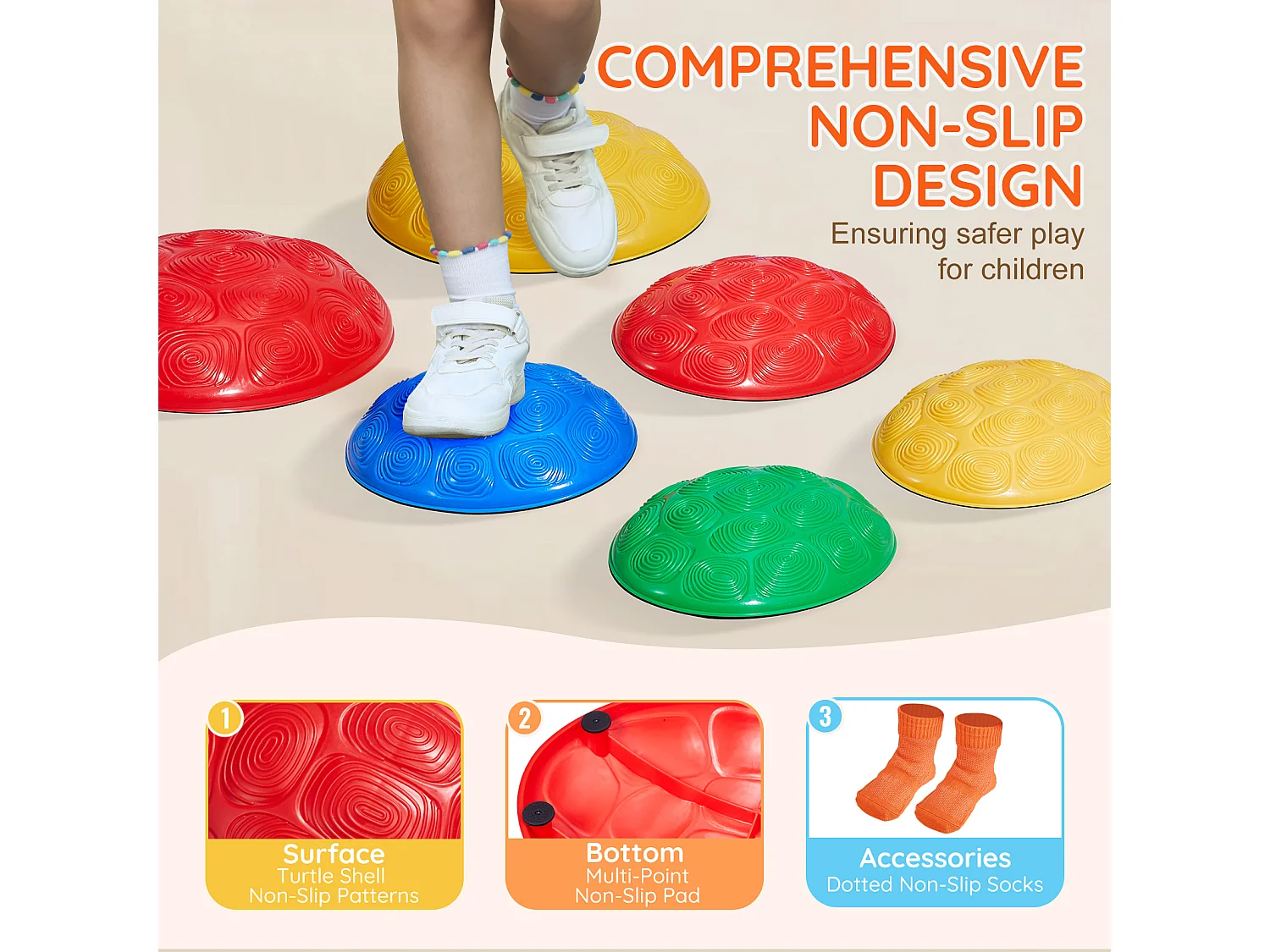 Pierres d'Équilibre Enfants, SucceBuy Kids Balance Stepping Stones Lot de 6 Pierres de Jeu d'Intérieur et d'Extérieur