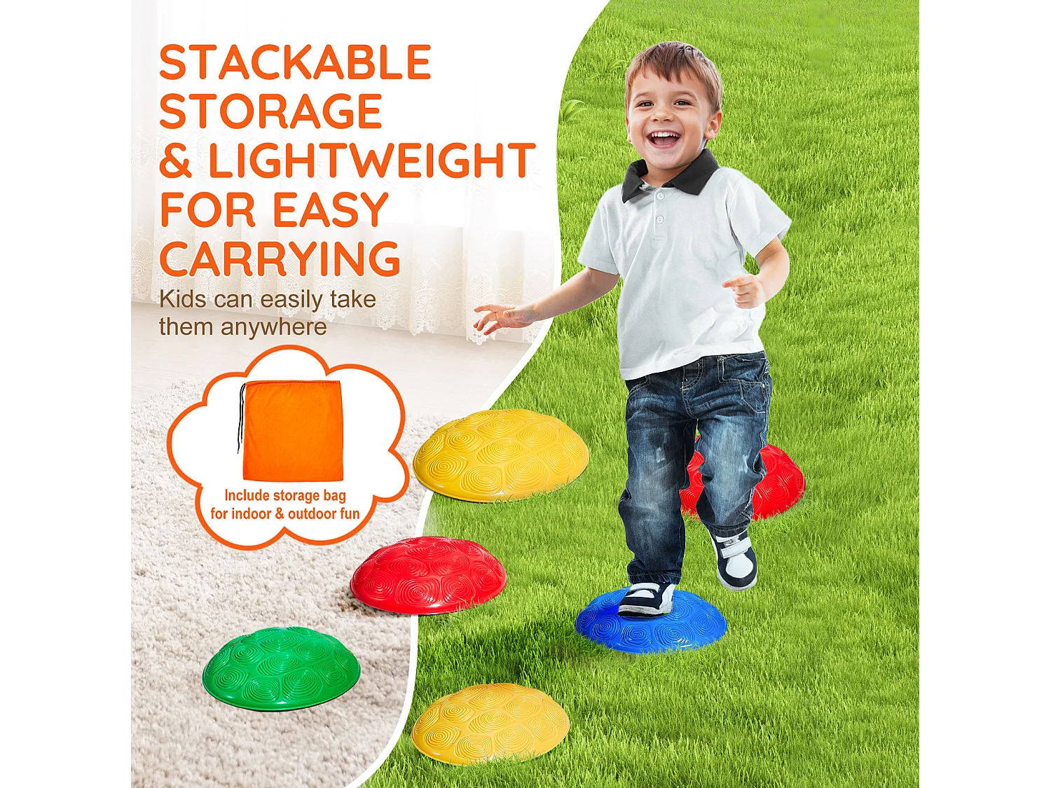 Pierres d'Équilibre Enfants, SucceBuy Kids Balance Stepping Stones Lot de 6 Pierres de Jeu d'Intérieur et d'Extérieur