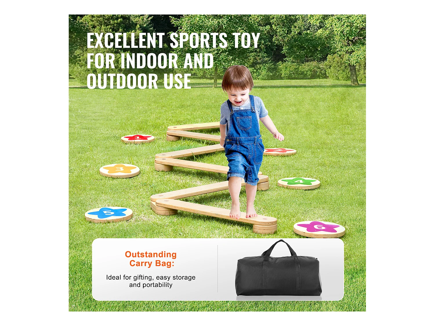 Pièces Poutre d'Équilibre, SucceBuy Lot de 6 Poutres d'Équilibre pour Enfants, Planches d'Équilibre de Gymnastique