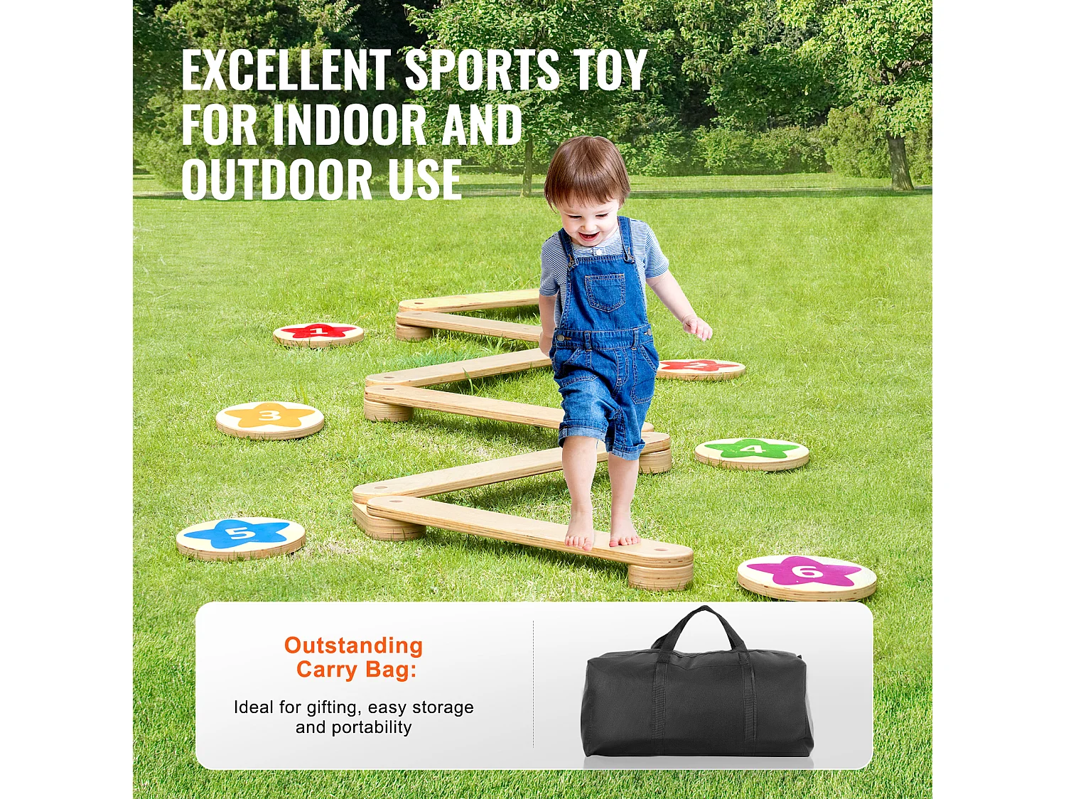 Pièces Poutre d'Équilibre, SucceBuy Lot de 6 Poutres d'Équilibre pour Enfants, Planches d'Équilibre de Gymnastique