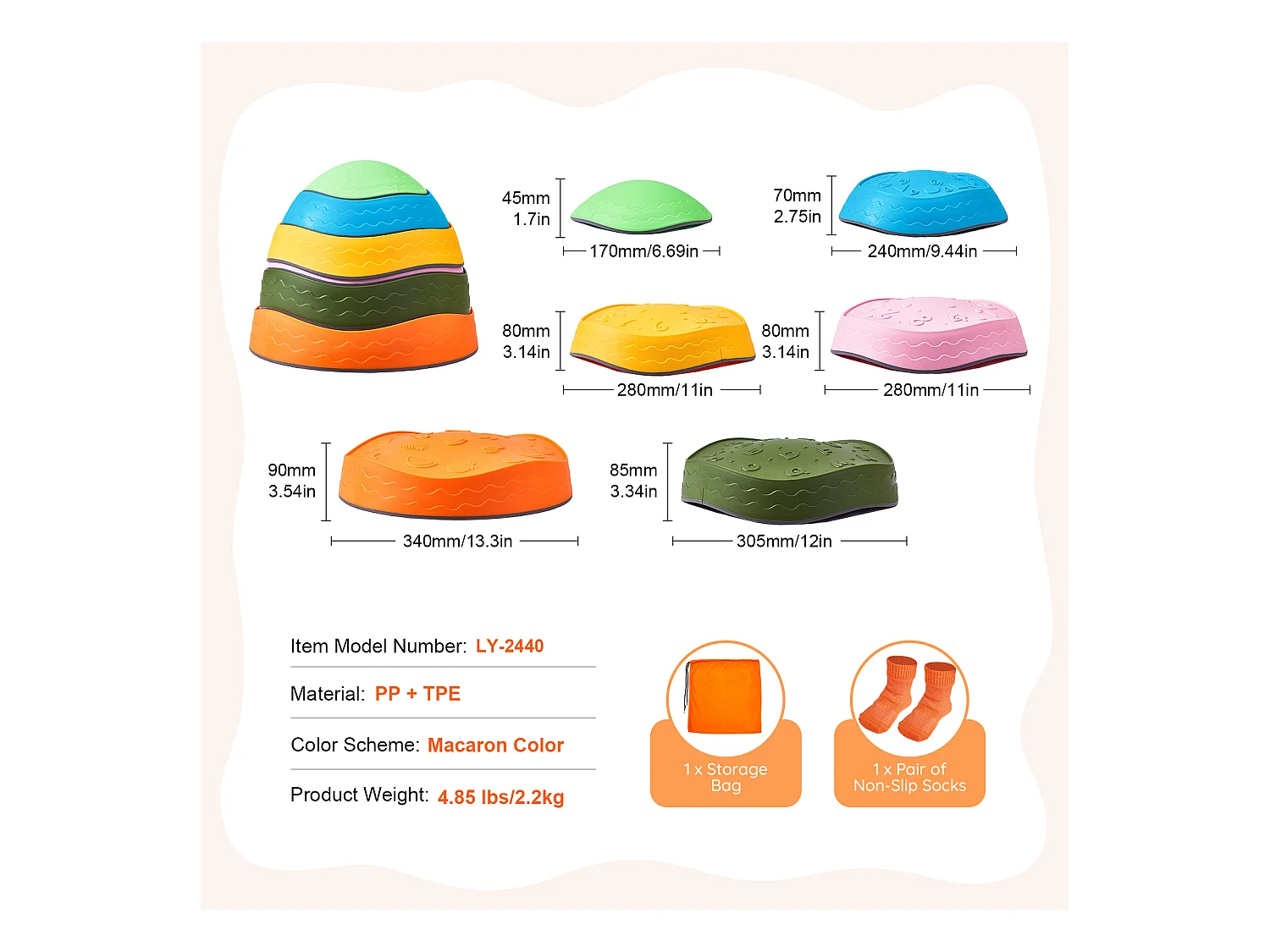 Pierres d'Équilibre Enfants, SucceBuy Kids Balance Stepping Stones 6 Pièces pour Intérieur et Extérieur