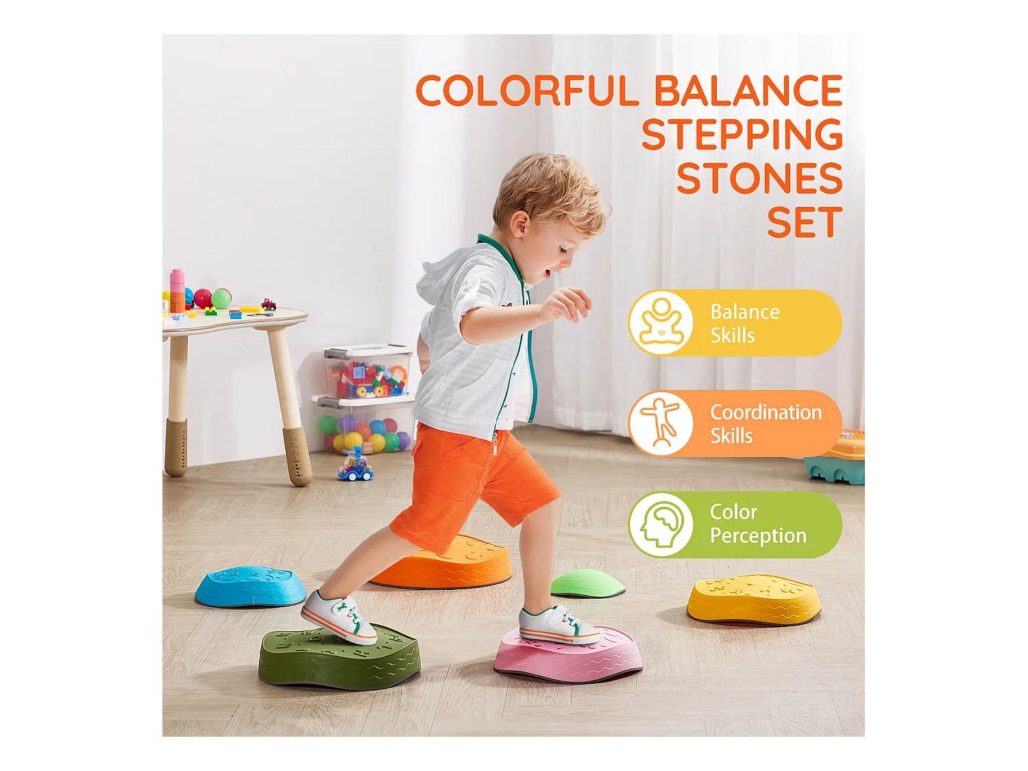 Pierres d'Équilibre Enfants, SucceBuy Kids Balance Stepping Stones 6 Pièces pour Intérieur et Extérieur