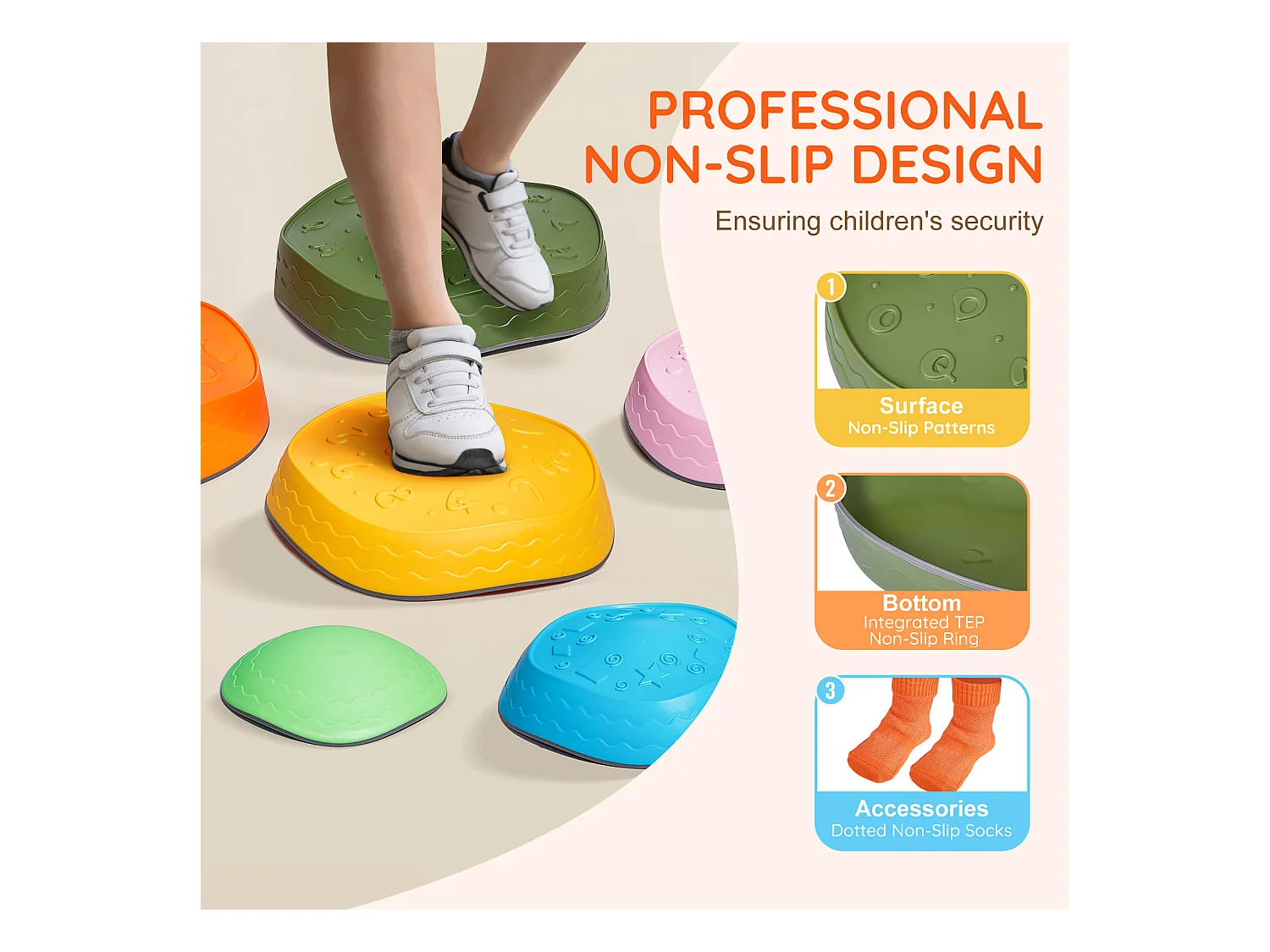 Pierres d'Équilibre Enfants, SucceBuy Kids Balance Stepping Stones 6 Pièces pour Intérieur et Extérieur