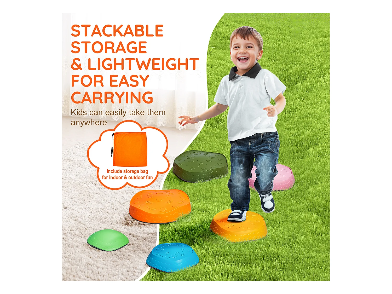 Pierres d'Équilibre Enfants, SucceBuy Kids Balance Stepping Stones 6 Pièces pour Intérieur et Extérieur