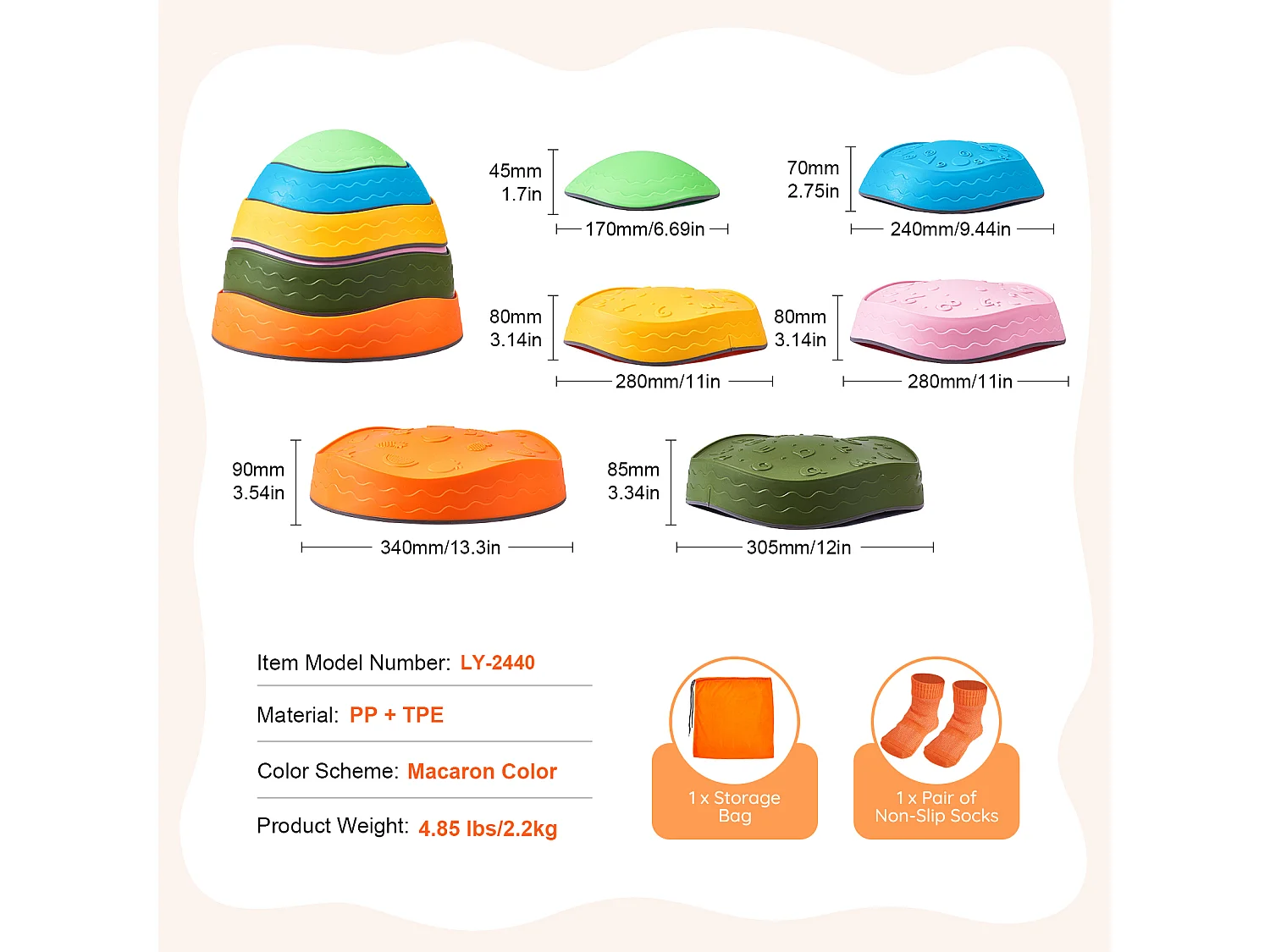 Pierres d'Équilibre Enfants, SucceBuy Kids Balance Stepping Stones 6 Pièces pour Intérieur et Extérieur