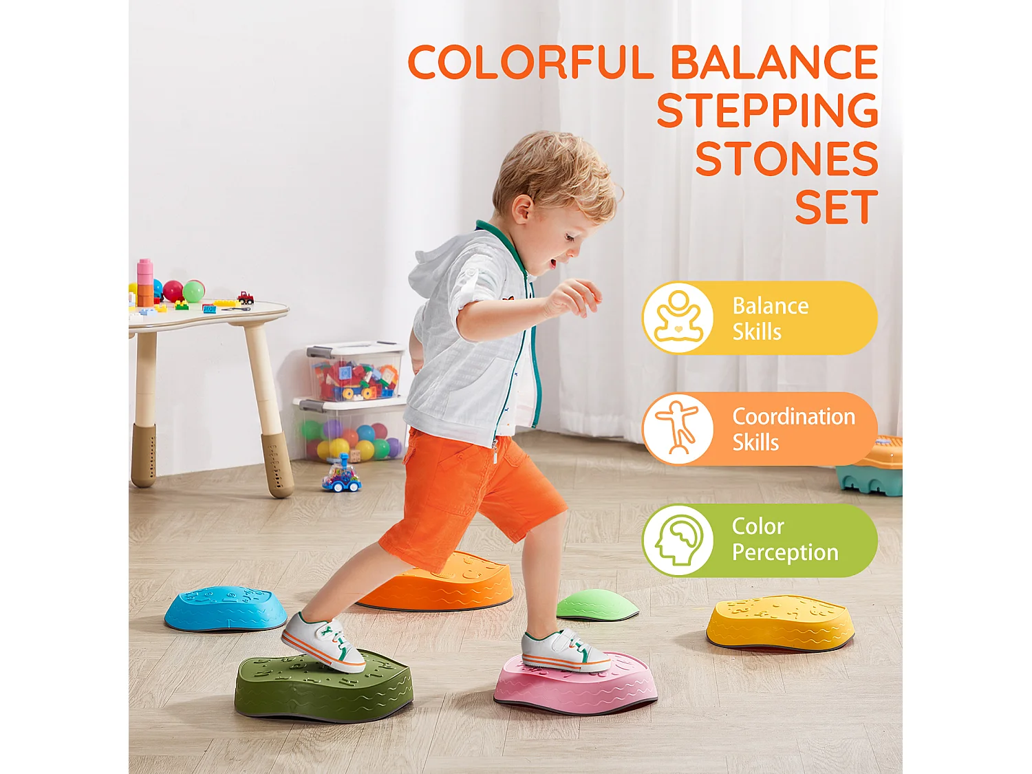 Pierres d'Équilibre Enfants, SucceBuy Kids Balance Stepping Stones 6 Pièces pour Intérieur et Extérieur