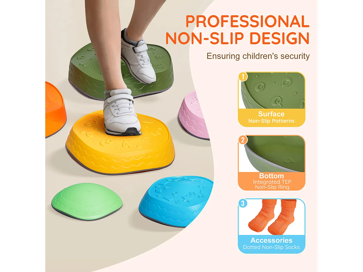 Pierres d'Équilibre Enfants, SucceBuy Kids Balance Stepping Stones 6 Pièces pour Intérieur et Extérieur