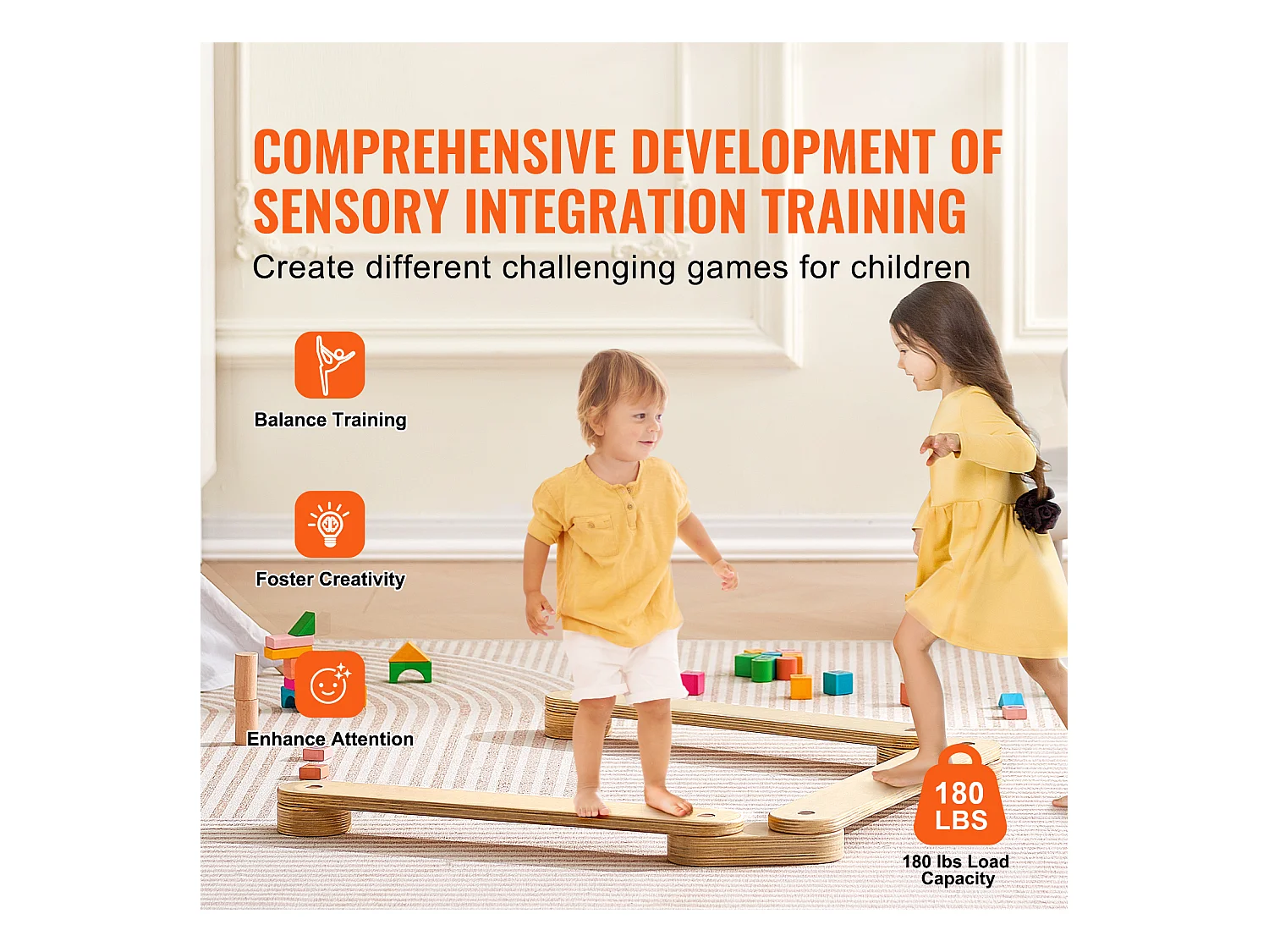 Pièces Poutre d'Équilibre, SucceBuy Poutres d'Équilibre pour Enfants 3 Pièces, Planches d'Équilibre de Gymnastique