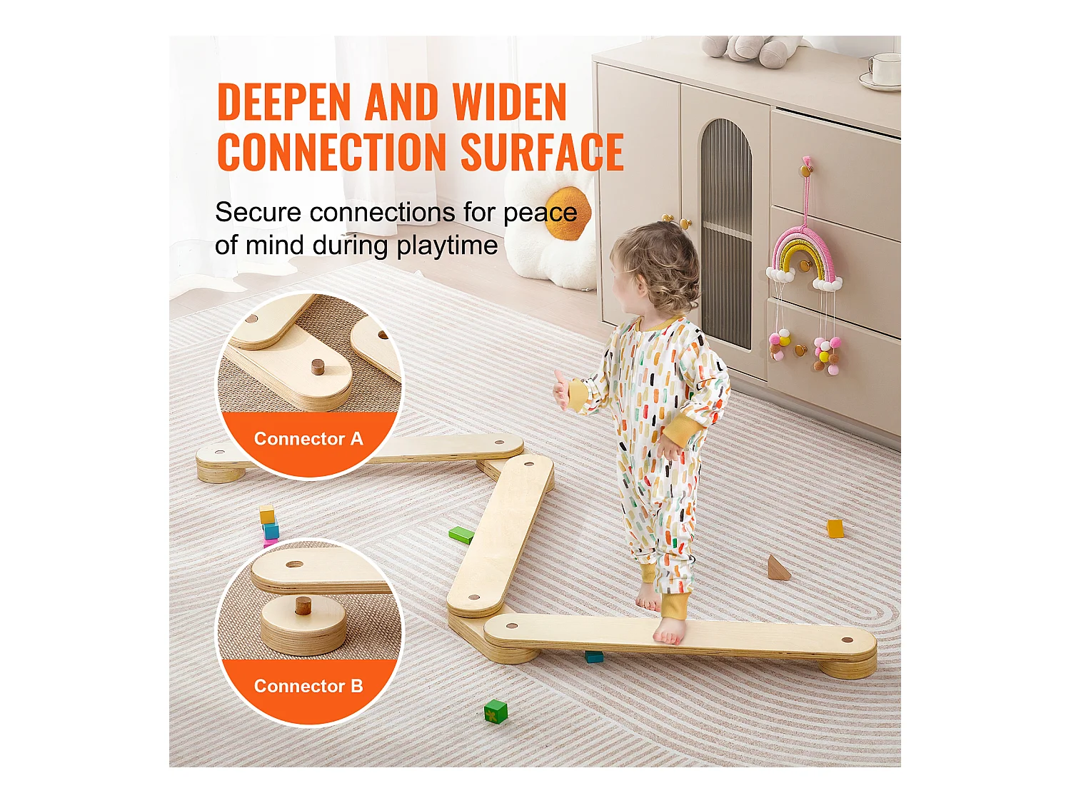 Pièces Poutre d'Équilibre, SucceBuy Poutres d'Équilibre pour Enfants 3 Pièces, Planches d'Équilibre de Gymnastique