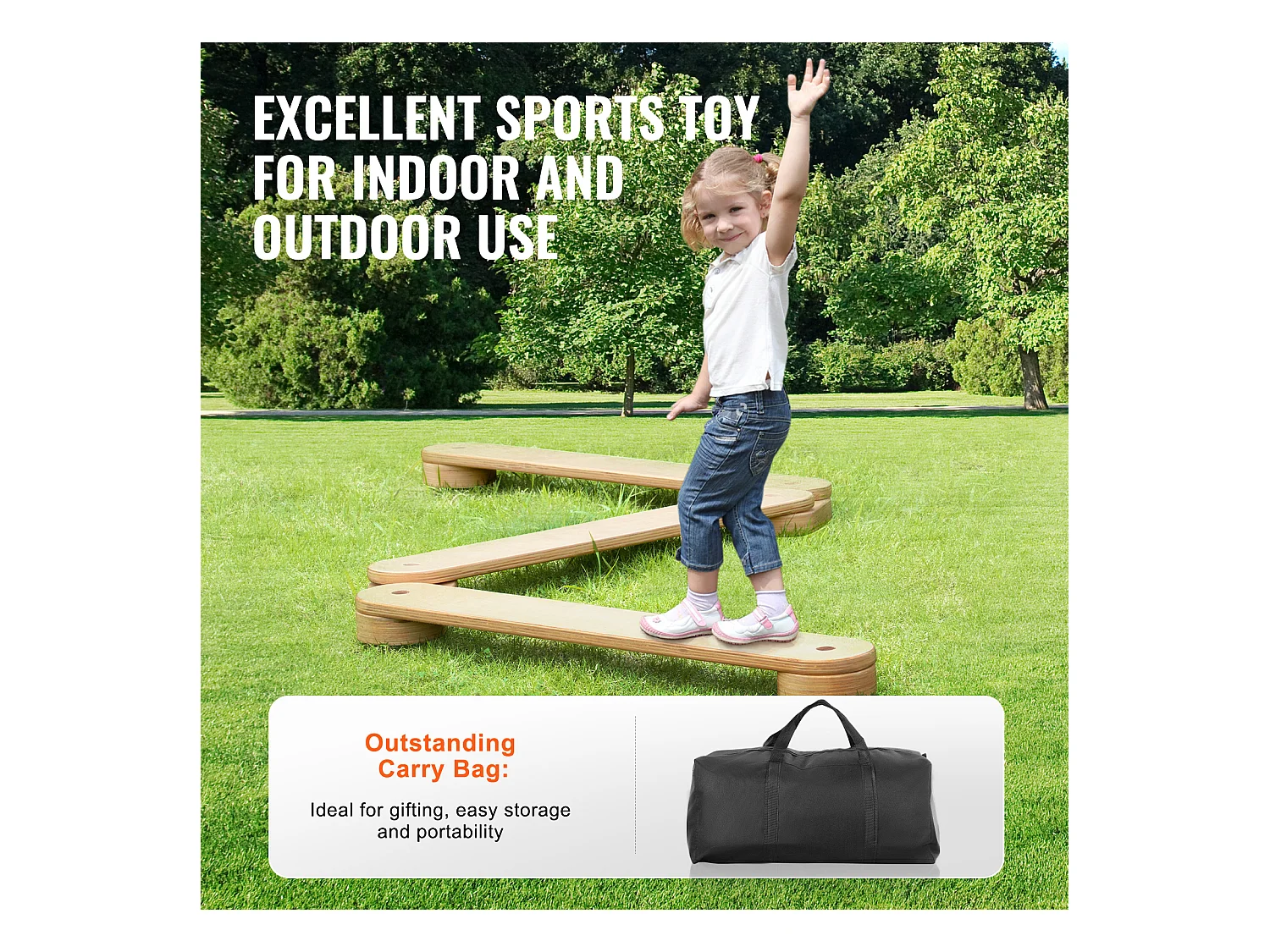 Pièces Poutre d'Équilibre, SucceBuy Poutres d'Équilibre pour Enfants 3 Pièces, Planches d'Équilibre de Gymnastique