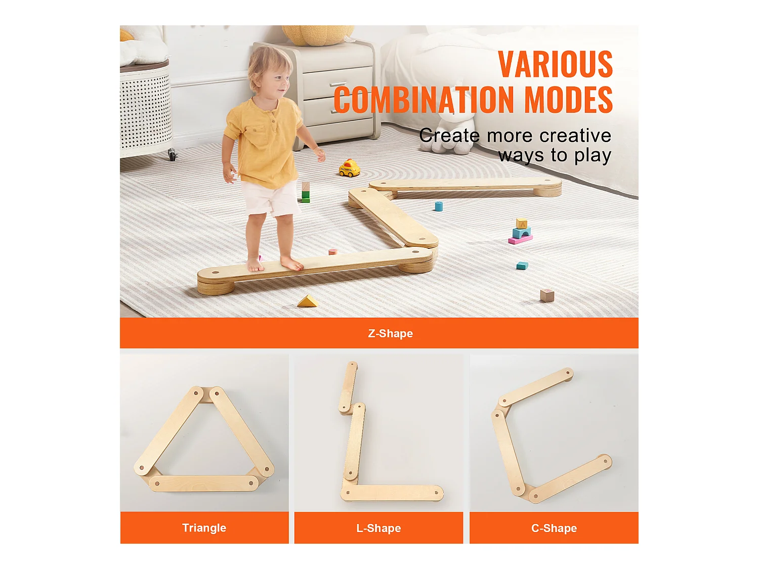 Pièces Poutre d'Équilibre, SucceBuy Poutres d'Équilibre pour Enfants 3 Pièces, Planches d'Équilibre de Gymnastique