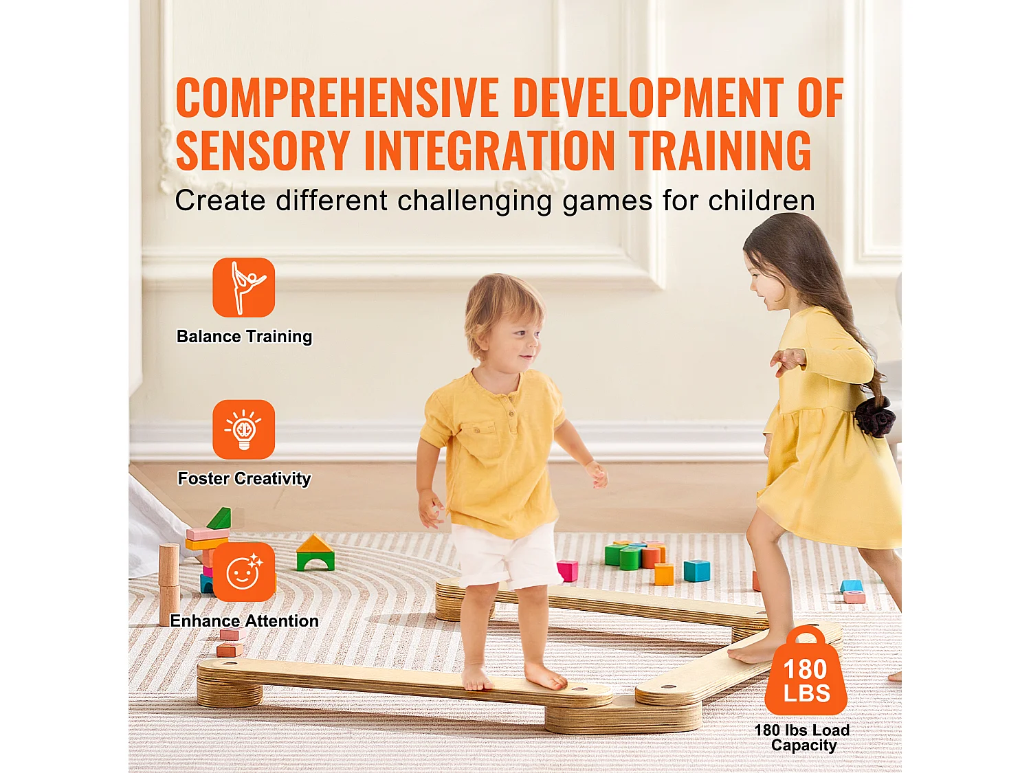 Pièces Poutre d'Équilibre, SucceBuy Poutres d'Équilibre pour Enfants 3 Pièces, Planches d'Équilibre de Gymnastique