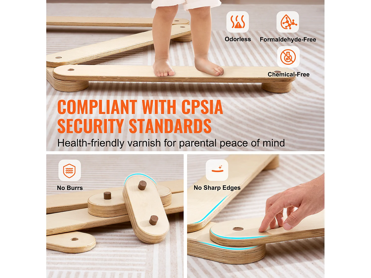 Pièces Poutre d'Équilibre, SucceBuy Poutres d'Équilibre pour Enfants 3 Pièces, Planches d'Équilibre de Gymnastique