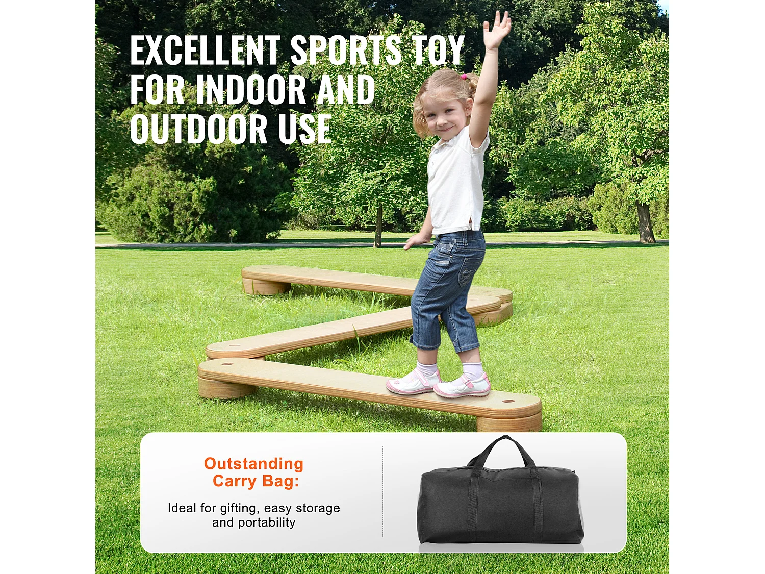 Pièces Poutre d'Équilibre, SucceBuy Poutres d'Équilibre pour Enfants 3 Pièces, Planches d'Équilibre de Gymnastique