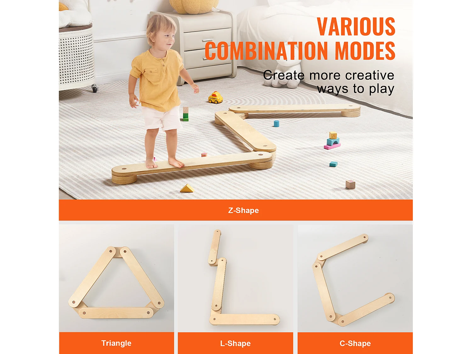 Pièces Poutre d'Équilibre, SucceBuy Poutres d'Équilibre pour Enfants 3 Pièces, Planches d'Équilibre de Gymnastique