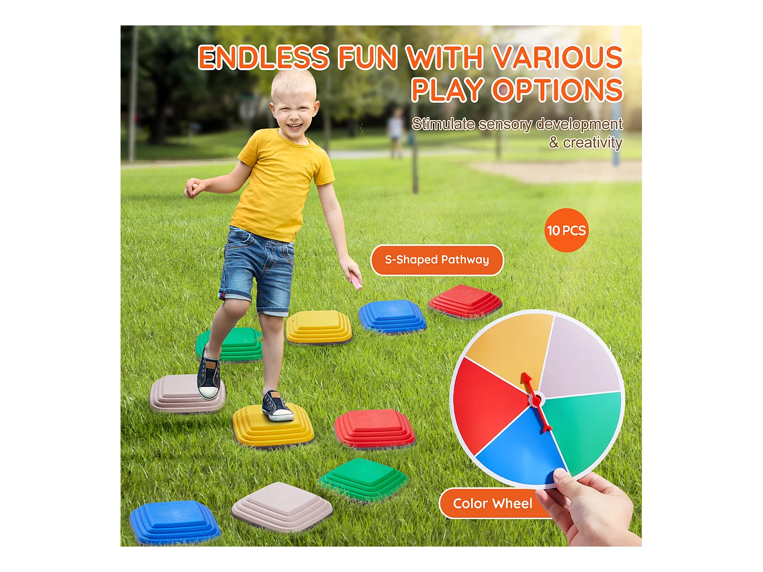 Pierres d'Équilibre Enfants, SucceBuy Lot de 10 Pierres d'Équilibre pour Enfants, pour Parcours d'Obstacles Intérieur et Extérieur