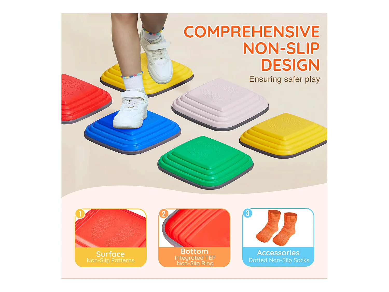 Pierres d'Équilibre Enfants, SucceBuy Lot de 10 Pierres d'Équilibre pour Enfants, pour Parcours d'Obstacles Intérieur et Extérieur