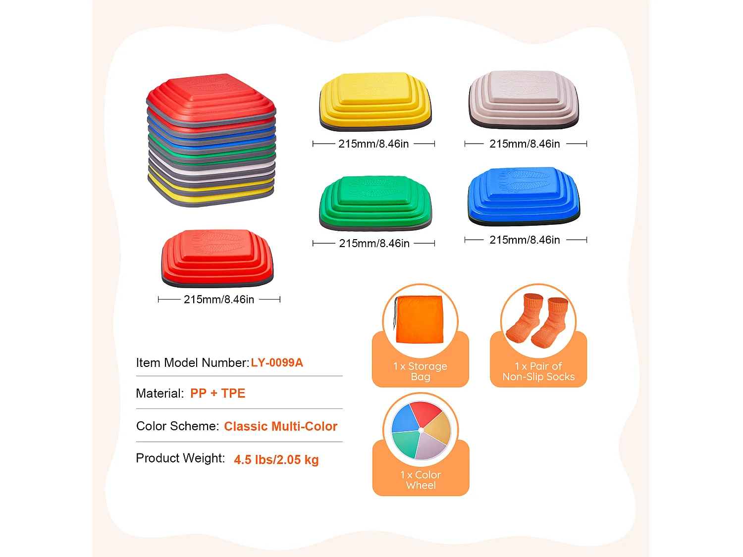 Pierres d'Équilibre Enfants, SucceBuy Lot de 10 Pierres d'Équilibre pour Enfants, pour Parcours d'Obstacles Intérieur et Extérieur