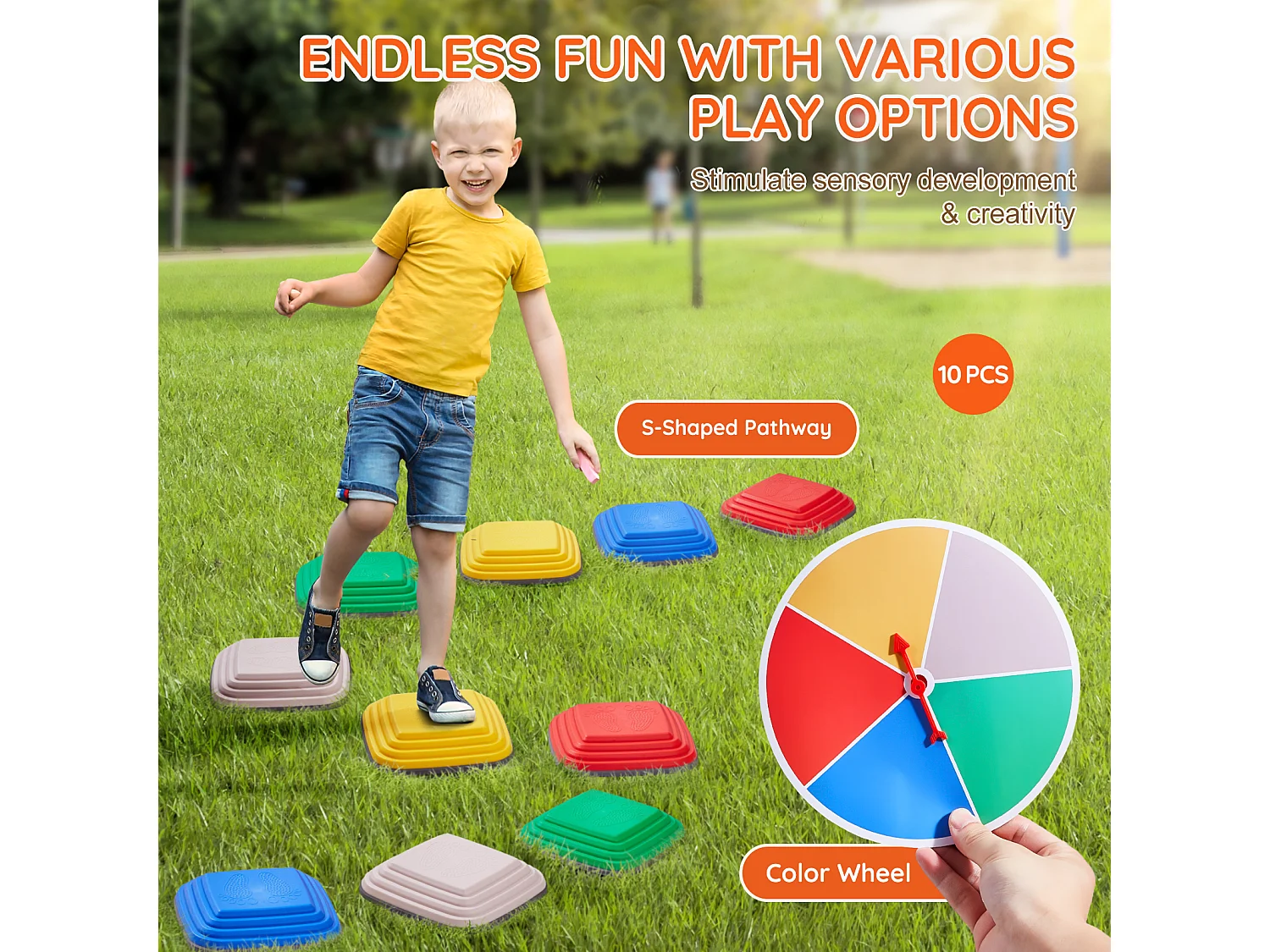 Pierres d'Équilibre Enfants, SucceBuy Lot de 10 Pierres d'Équilibre pour Enfants, pour Parcours d'Obstacles Intérieur et Extérieur