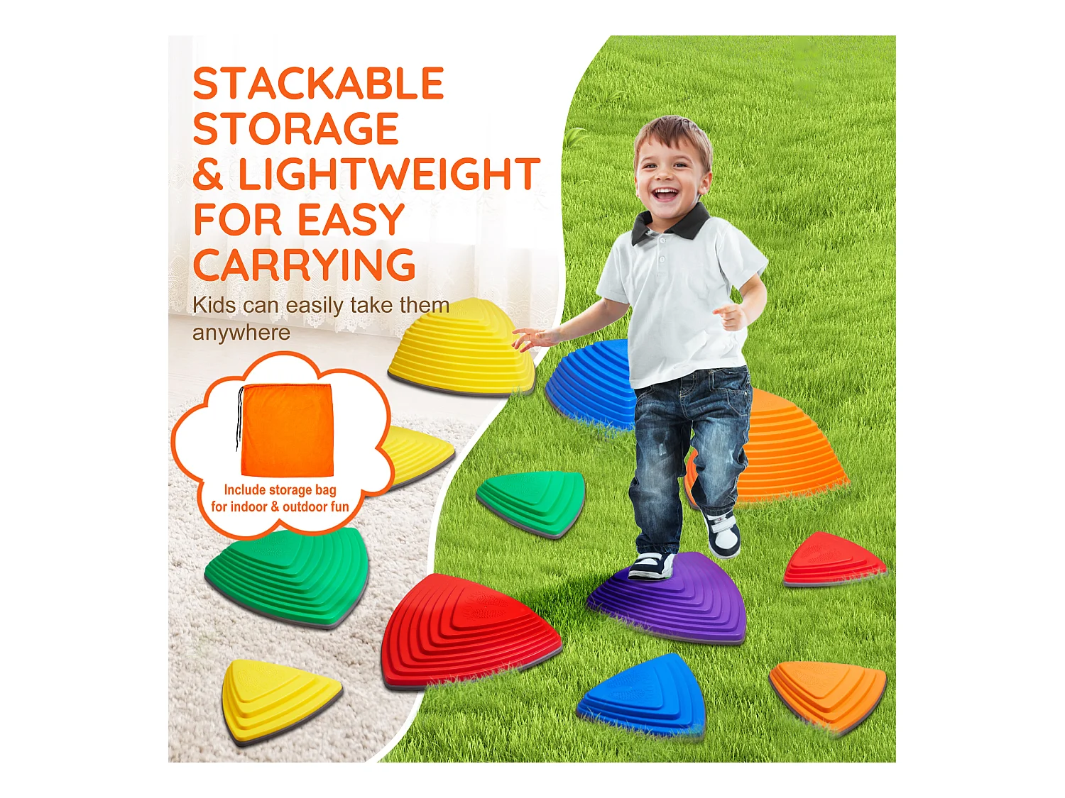 Pierres d'Équilibre Enfants, SucceBuy Kids Balance Stepping Stones 12 Pièces pour Intérieur et Extérieur