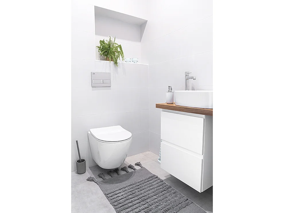 Pack WC : élément de pré-montage TECEbase + WC Rolo blanc + tapis d'isolation acoustique + plaque de commande en chrome