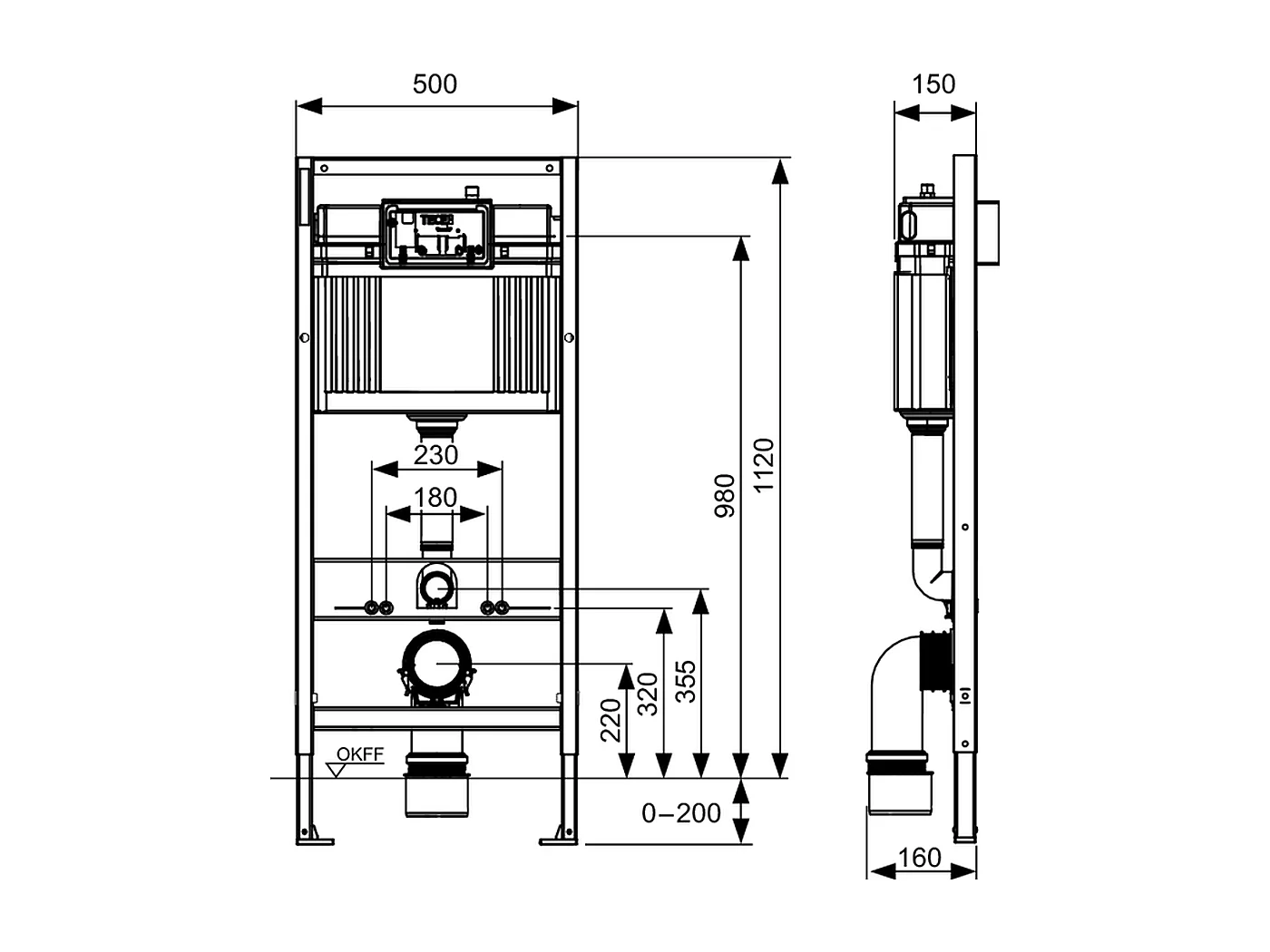 Pack WC : élément de pré-montage TECEbase + WC Rolo blanc + tapis d'isolation acoustique + plaque de commande en chrome