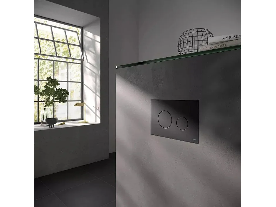 Pack WC : élément de pré-montage TECEbase + WC Rolo blanc + tapis d'isolation acoustique + plaque de commande en noir