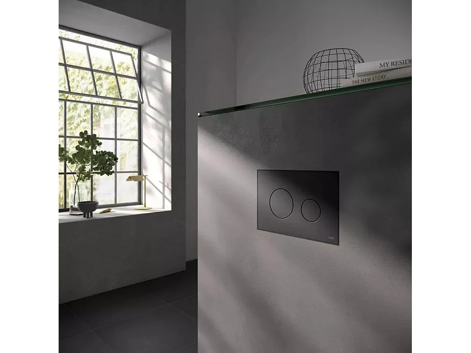 Pack WC : élément de pré-montage TECEbase + WC Rolo blanc + tapis d'isolation acoustique + plaque de commande en noir