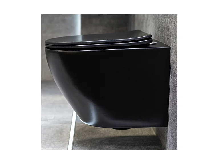 Pack WC : élément de pré-montage Duofix + WC Slim Soft-Close Delos noir + tapis d'isolation phonique + plaque de commande en noir