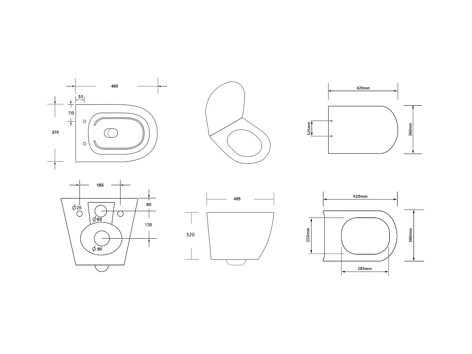 Pack WC : élément de pré-montage TECEbase + WC Rolo noir + tapis d'isolation acoustique + plaque de commande en noir