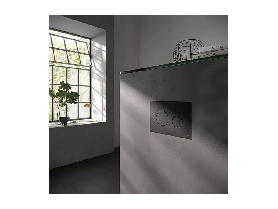 Pack WC : élément de pré-montage TECEbase + WC Rolo noir + tapis d'isolation acoustique + plaque de commande en noir