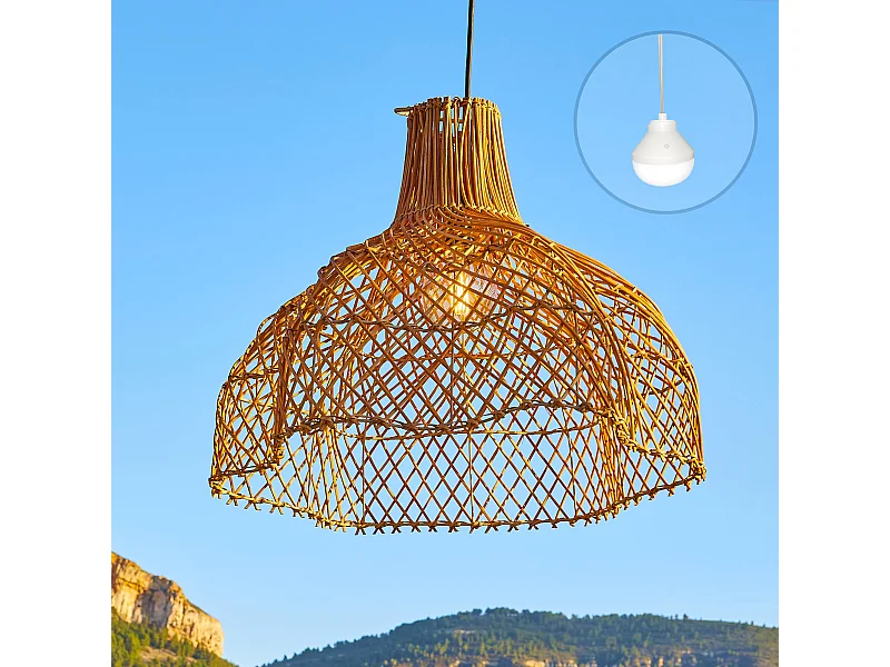 Suspension solaire bohème ARIA Beige Rotin D60 cm