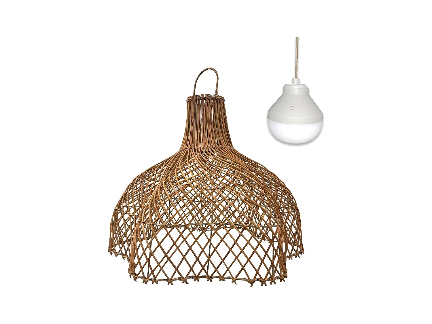 Suspension solaire bohème ARIA Beige Rotin D60 cm