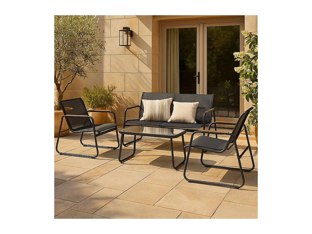 Petit salon de jardin gris Zohra