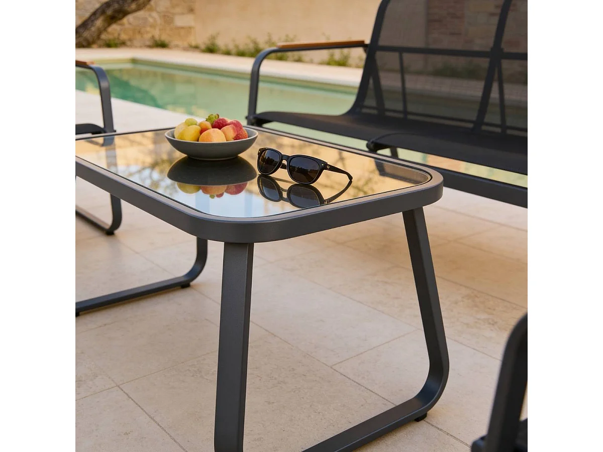 Petit salon de jardin gris Zohra