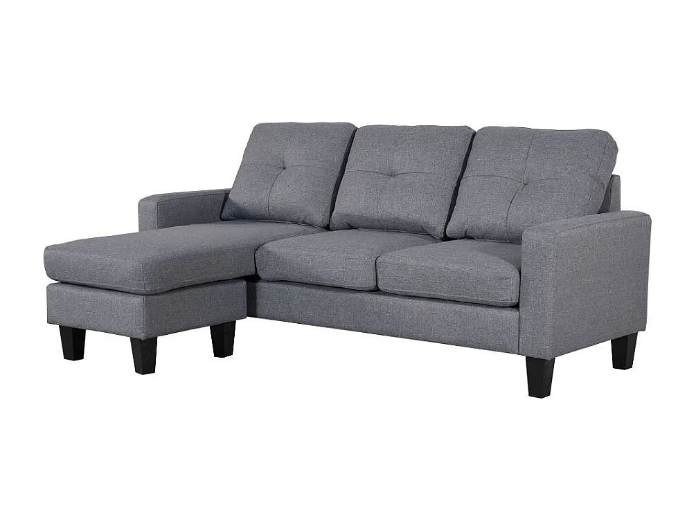 Divano 3 posti Giulivo grigio con pouf e chaise longue componibile 195x130x88H