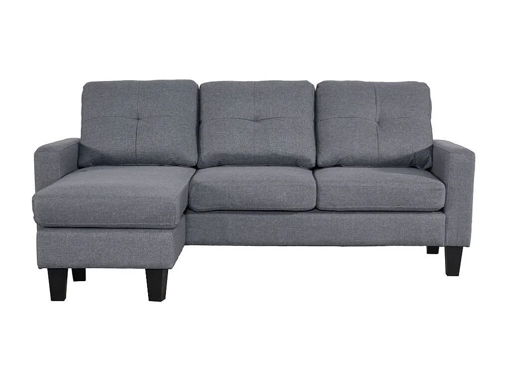 Divano 3 posti Giulivo grigio con pouf e chaise longue componibile 195x130x88H